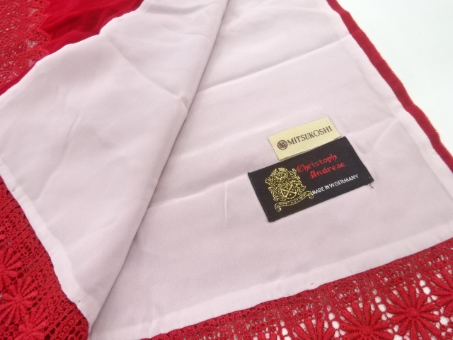  ビロードレース花模様ショール